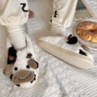 chaussons femme vache blanc et noir vue 5