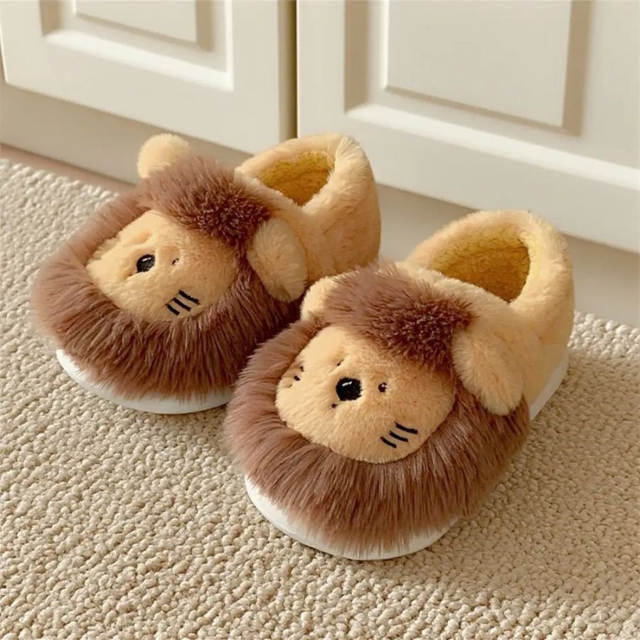 Chaussons lion en peluche à crinière - vue 2