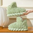 chaussons montants moumoute vert pastel vue 3