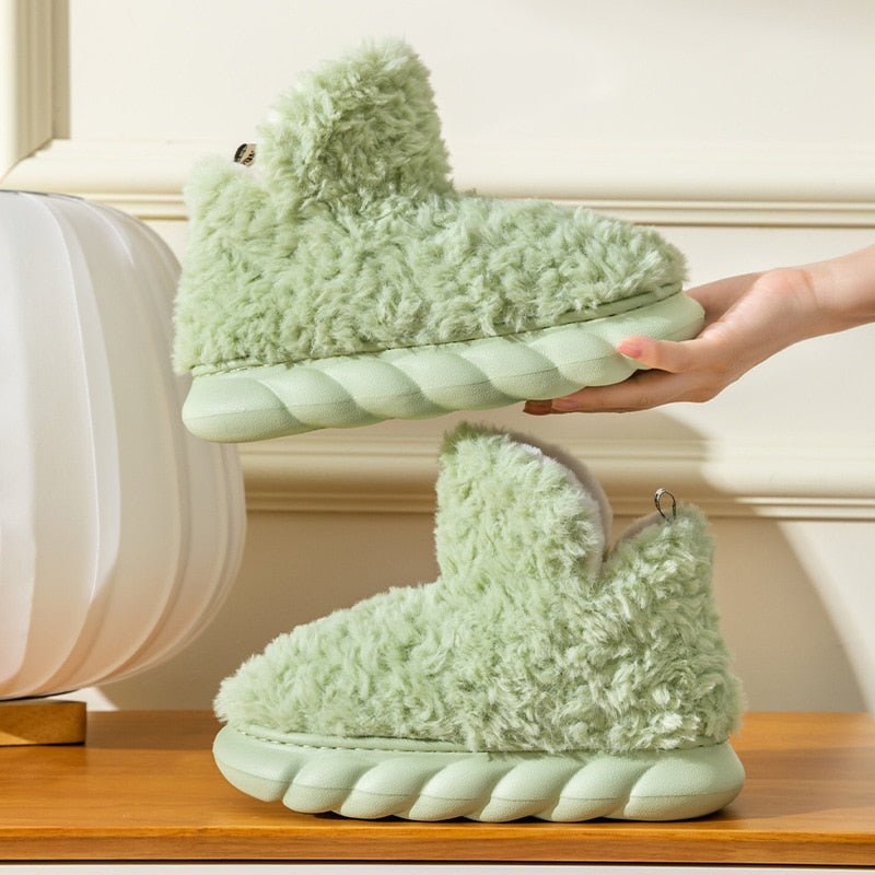 chaussons montants moumoute vert pastel vue 3