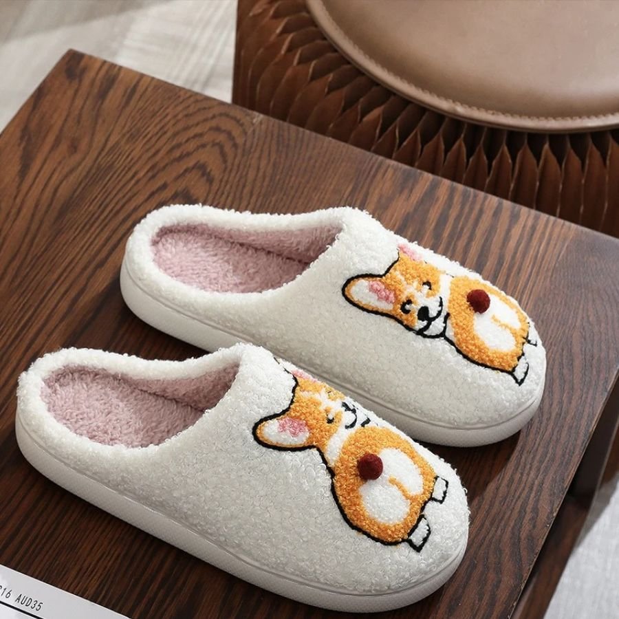 Pantoufles Corgi en peluche pour adulte - vue 1 Pantoufles Corgi en peluche pour adulte - vue 1